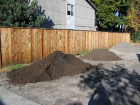 Remaining landscaping materials after filling the front planting bed