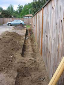 Trench progress with the post auger