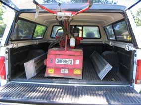 Barreto rototiller in Frank's truck