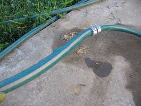 Bubbles forming in garden hose