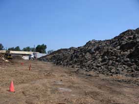 Mountain of asphalt shingles