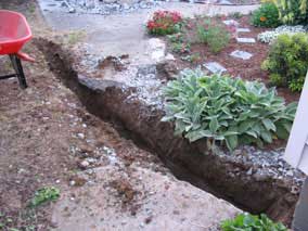 Digging trench for electrical line to garage