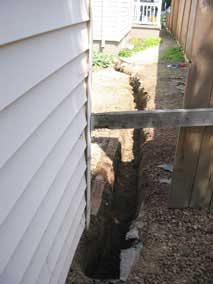 Digging trench for electrical line to garage