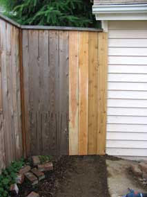 New fence boards to fill in over electrical trench