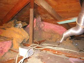 Back corner of attic over the bathroom