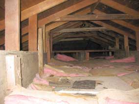 Attic from the access hatch, looking towards the front of the house