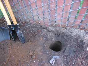 Hole for new fence post