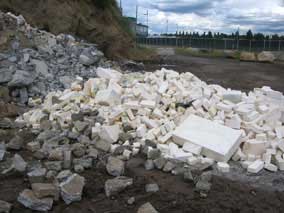 Pile of white blocks, which turned out to be mostly styrofoam