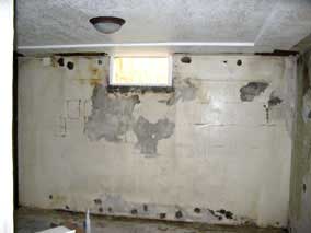 South wall of back basement room before priming and painting