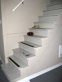 Basement stairs before guardrail