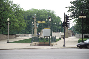 Art Nouveau style Metra station entrance at Michigan and Van Buren