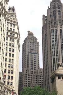 Wrigley Building; Intercontinental Hotel (Walter W. Alschlager, 1929); Tribune Tower