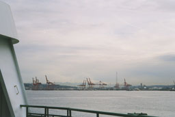 Mount Rainier in the distance, from Bainbridge Island ferry, Seattle, Washington