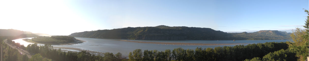 Panorama of Columbia River Gorge near Bridal Veil Falls