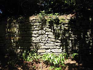 Stone retaining wall at Leach Botanical Garden