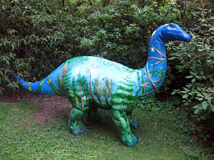 Painted dinosaur at Leach Botanical Garden