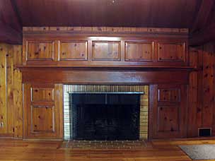 Manor house fireplace at Leach Botanical Garden