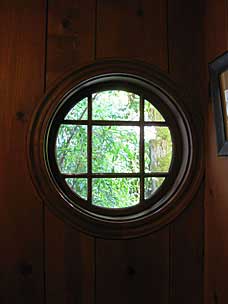 Manor house window at Leach Botanical Garden