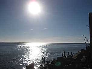 Sun over the Columbia River and Pacific Ocean