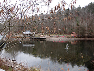 Fishermen in Mountain Fork River at Beavers Bend State Park, Oklahoma