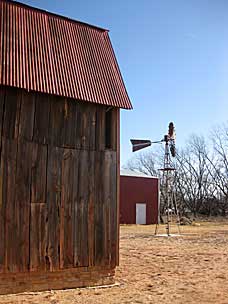 Barn and windmill at Oklahoma Territorial Plaza