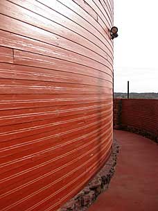 Curved siding of the Round Barn at Arcadia, Oklahoma