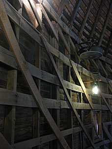 Loft framing of the Round Barn at Arcadia, Oklahoma