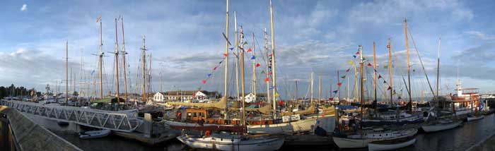 Panoramic view of Wooden Boat Festival, Port Townsend, Washington