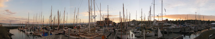 Panoramic view of Wooden Boat Festival, Port Townsend, Washington