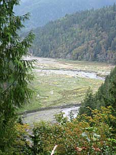 Elwha River flowing through where the reservoir once stood, Elwha River, Washington