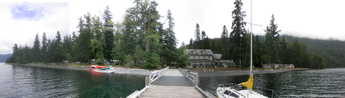 Panoramic view of Lake Crescent Lodge, Olympic National Park, Washington