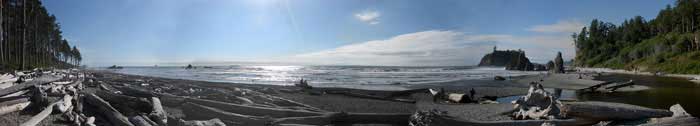 Panoramic view of Ruby Beach, Olympic National Park, Washington