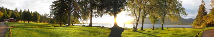 Panoramic sunset at Lake Quinault, Washington