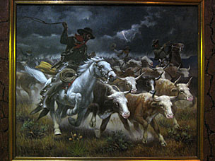 <em>Stampede</em> by Robert Lindneux (1932), Woolaroc Museum