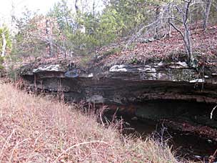 Eroded Outcrop over stream at Woolaroc Ranch