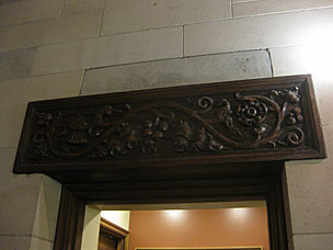 Carved wood lintel detail, Marland Estate, Ponca City, Oklahoma