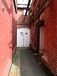 Looking towards the Picker House entrance and the Boiler Room at historic Thomas Kay Woolen Mill, Salem, Oregon