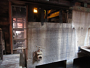 Concrete walls around the the turbine at historic Thomas Kay Woolen Mill, Salem, Oregon