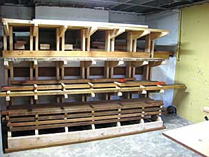 Lumber storage rack with wood