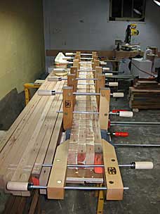 Workbench top section glued and clamped