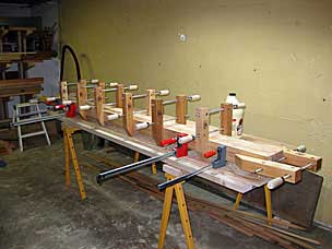 Workbench top section glued and clamped