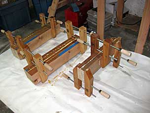 Sliding vise guide glued and clamped