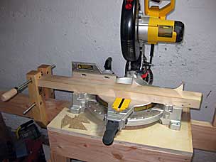 Set up to cut side stretcher tenon board