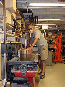 Frank jointing a workbench top section