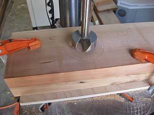 Sawtooth forstner bit in drill press