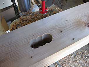 Mortise after drilling holes