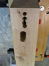 Holes drilled for through mortise