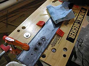 Drilling holes for a dowel plate