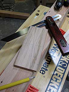 Red oak stock for tusk tenon wedges