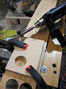 Setting up to drill hole in vise screw bushing